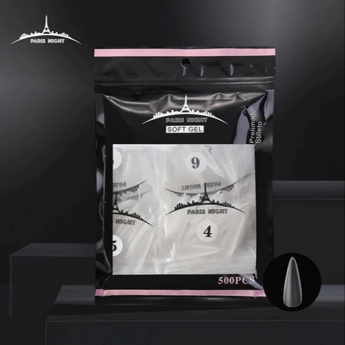 TIPS SOFT GEL PRELIMADO STILETO x500 EN BOLSA