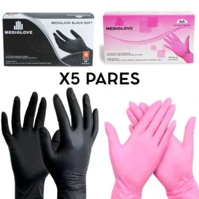 guantes mediglove rosa y negro