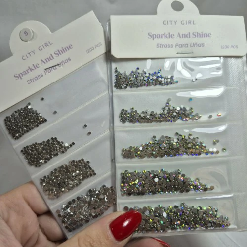 Stras varios tamaños city holo plata