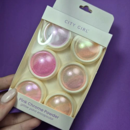 SET PINK CHROME POWDER CITY GIRL POLVO