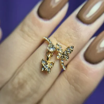 ANILLO PARA FOTOS MARIPOSA CRISTAL DORADO