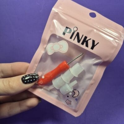 Punzon + pico tapa para pegamento de pestañas 4u Pinky